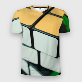 Мужская футболка 3D Slim с принтом Фото Кубика Рубика в Санкт-Петербурге, 100% полиэстер с улучшенными характеристиками | приталенный силуэт, круглая горловина, широкие плечи, сужается к линии бедра | 