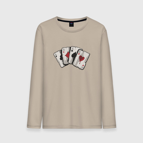Мужской лонгслив хлопок с принтом Четыре покерных туза в Курске, 100% хлопок |  | Тематика изображения на принте: 