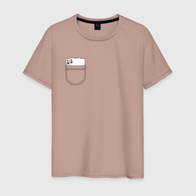 Мужская футболка хлопок с принтом Тузы в кармане в Курске, 100% хлопок | прямой крой, круглый вырез горловины, длина до линии бедер, слегка спущенное плечо. | Тематика изображения на принте: 