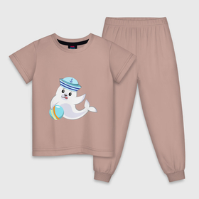 Детская пижама хлопок с принтом Маленький тюлень в Белгороде, 100% хлопок |  брюки и футболка прямого кроя, без карманов, на брюках мягкая резинка на поясе и по низу штанин
 | 