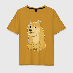 Мужская футболка хлопок Oversize с принтом Doge meme в Новосибирске, 100% хлопок | свободный крой, круглый ворот, “спинка” длиннее передней части | 