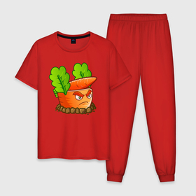 Мужская пижама хлопок с принтом PvZ   Ракетная морковь в Белгороде, 100% хлопок | брюки и футболка прямого кроя, без карманов, на брюках мягкая резинка на поясе и по низу штанин
 | 
