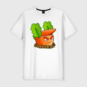 Мужская футболка хлопок Slim с принтом PvZ   Ракетная морковь в Белгороде, 92% хлопок, 8% лайкра | приталенный силуэт, круглый вырез ворота, длина до линии бедра, короткий рукав | 