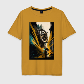 Мужская футболка хлопок Oversize с принтом Звуковая волна   Хуф и Ся в Санкт-Петербурге, 100% хлопок | свободный крой, круглый ворот, “спинка” длиннее передней части | Тематика изображения на принте: 