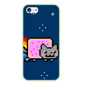 Чехол для iPhone 5/5S матовый с принтом В стиле Nyan Cat в Тюмени, Силикон | Область печати: задняя сторона чехла, без боковых панелей | Тематика изображения на принте: 