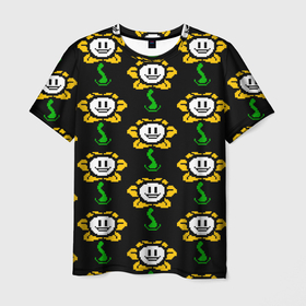 Мужская футболка 3D с принтом Undertale    flowey smile в Екатеринбурге, 100% полиэфир | прямой крой, круглый вырез горловины, длина до линии бедер | Тематика изображения на принте: 