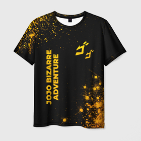 Мужская футболка 3D с принтом JoJo Bizarre Adventure   gold gradient: надпись, символ в Екатеринбурге, 100% полиэфир | прямой крой, круглый вырез горловины, длина до линии бедер | 
