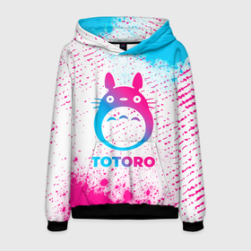 Мужская толстовка 3D с принтом Totoro neon gradient style в Санкт-Петербурге, 100% полиэстер | двухслойный капюшон со шнурком для регулировки, мягкие манжеты на рукавах и по низу толстовки, спереди карман-кенгуру с мягким внутренним слоем. | 