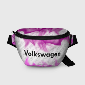 Поясная сумка 3D с принтом Volkswagen pro racing: надпись и символ , 100% полиэстер | плотная ткань, ремень с регулируемой длиной, внутри несколько карманов для мелочей, основное отделение и карман с обратной стороны сумки застегиваются на молнию | 
