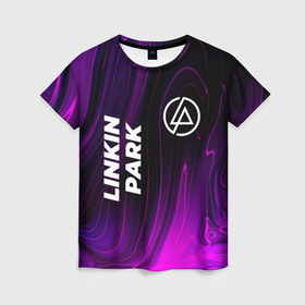 Женская футболка 3D с принтом Linkin Park violet plasma , 100% полиэфир ( синтетическое хлопкоподобное полотно) | прямой крой, круглый вырез горловины, длина до линии бедер | 