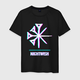 Мужская футболка хлопок с принтом Nightwish glitch rock в Петрозаводске, 100% хлопок | прямой крой, круглый вырез горловины, длина до линии бедер, слегка спущенное плечо. | 
