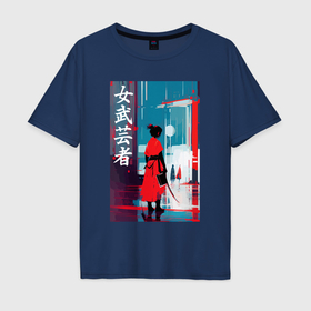 Мужская футболка хлопок Oversize с принтом Онна бугэйся   девушка самурай   иероглифы   Япония в Санкт-Петербурге, 100% хлопок | свободный крой, круглый ворот, “спинка” длиннее передней части | 