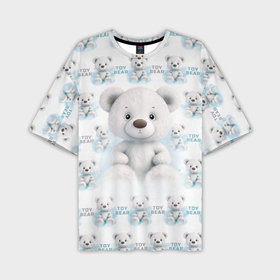Мужская футболка oversize 3D с принтом Плюшевый белый медведь в Курске,  |  | 