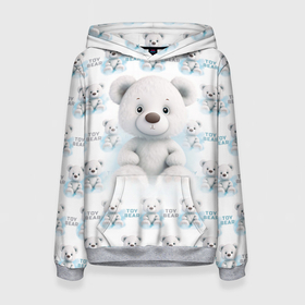 Женская толстовка 3D с принтом Плюшевый белый медведь в Новосибирске, 100% полиэстер  | двухслойный капюшон со шнурком для регулировки, мягкие манжеты на рукавах и по низу толстовки, спереди карман-кенгуру с мягким внутренним слоем. | 
