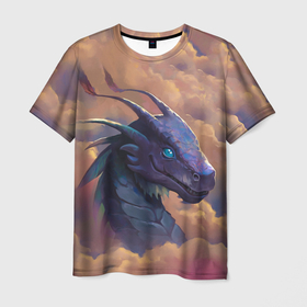 Мужская футболка 3D с принтом Pathfinder dragon , 100% полиэфир | прямой крой, круглый вырез горловины, длина до линии бедер | 