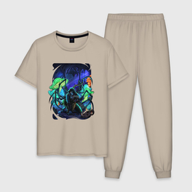 Мужская пижама хлопок с принтом Pathfinder Wenduag в Кировске, 100% хлопок | брюки и футболка прямого кроя, без карманов, на брюках мягкая резинка на поясе и по низу штанин
 | Тематика изображения на принте: 