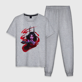 Мужская пижама хлопок с принтом Pathfinder demoness , 100% хлопок | брюки и футболка прямого кроя, без карманов, на брюках мягкая резинка на поясе и по низу штанин
 | 