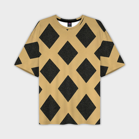 Мужская футболка oversize 3D с принтом Черно желтый узор геометрические ромбы в Тюмени,  |  | Тематика изображения на принте: 