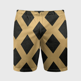 Мужские шорты спортивные с принтом Черно желтый узор геометрические ромбы в Тюмени,  |  | Тематика изображения на принте: 