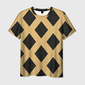 Мужская футболка 3D с принтом Черно желтый узор геометрические ромбы в Тюмени, 100% полиэфир | прямой крой, круглый вырез горловины, длина до линии бедер | Тематика изображения на принте: 