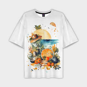 Мужская футболка oversize 3D с принтом Летние   фрукты в Тюмени,  |  | 
