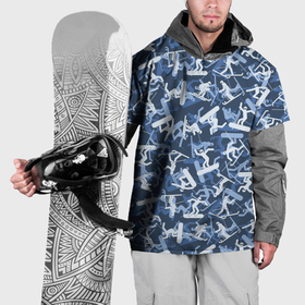 Накидка на куртку 3D с принтом Сноубордист и Лыжник   камуфляж в Новосибирске, 100% полиэстер |  | 