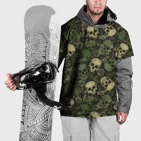 Накидка на куртку 3D с принтом Камуфляж с черепами и грибами в Кировске, 100% полиэстер |  | Тематика изображения на принте: 
