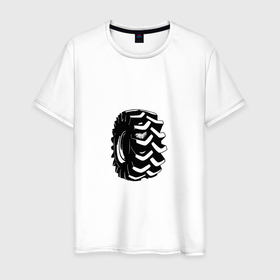 Мужская футболка хлопок с принтом Брутальное колесо в Курске, 100% хлопок | прямой крой, круглый вырез горловины, длина до линии бедер, слегка спущенное плечо. | 