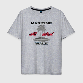 Мужская футболка хлопок Oversize с принтом Прогулка по дикому острову в Курске, 100% хлопок | свободный крой, круглый ворот, “спинка” длиннее передней части | Тематика изображения на принте: 