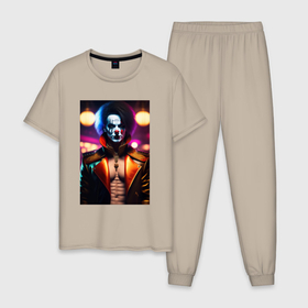 Мужская пижама хлопок с принтом Грустный клоун в Белгороде, 100% хлопок | брюки и футболка прямого кроя, без карманов, на брюках мягкая резинка на поясе и по низу штанин
 | 