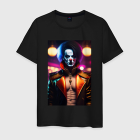 Мужская футболка хлопок с принтом Грустный клоун в Екатеринбурге, 100% хлопок | прямой крой, круглый вырез горловины, длина до линии бедер, слегка спущенное плечо. | 