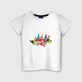 Детская футболка хлопок с принтом Разноцветные пешки в Екатеринбурге, 100% хлопок | круглый вырез горловины, полуприлегающий силуэт, длина до линии бедер | 