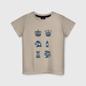 Детская футболка хлопок с принтом Шахматные фигуры из камня в Петрозаводске, 100% хлопок | круглый вырез горловины, полуприлегающий силуэт, длина до линии бедер | 