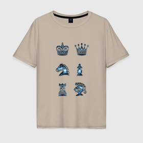 Мужская футболка хлопок Oversize с принтом Шахматные фигуры из камня в Ухте, 100% хлопок | свободный крой, круглый ворот, “спинка” длиннее передней части | 