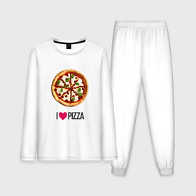 Мужская пижама с лонгсливом хлопок с принтом Я люблю пиццу в Курске,  |  | 