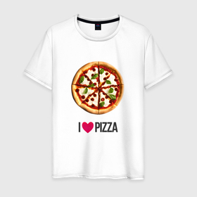 Мужская футболка хлопок с принтом Я люблю пиццу в Кировске, 100% хлопок | прямой крой, круглый вырез горловины, длина до линии бедер, слегка спущенное плечо. | 