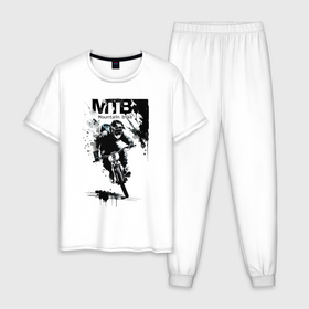 Мужская пижама хлопок с принтом Mountain bike   extreme в Рязани, 100% хлопок | брюки и футболка прямого кроя, без карманов, на брюках мягкая резинка на поясе и по низу штанин
 | 