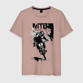 Мужская футболка хлопок с принтом Mountain bike   extreme , 100% хлопок | прямой крой, круглый вырез горловины, длина до линии бедер, слегка спущенное плечо. | 