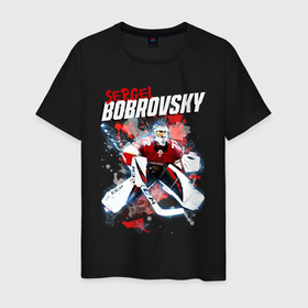 Мужская футболка хлопок с принтом Бобровский Флорида Пантерз в Новосибирске, 100% хлопок | прямой крой, круглый вырез горловины, длина до линии бедер, слегка спущенное плечо. | 