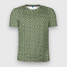 Мужская футболка 3D Slim с принтом Brick game тетрис паттерн в Тюмени, 100% полиэстер с улучшенными характеристиками | приталенный силуэт, круглая горловина, широкие плечи, сужается к линии бедра | 