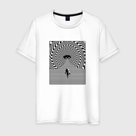 Мужская футболка хлопок с принтом Обман зрения воронка в Тюмени, 100% хлопок | прямой крой, круглый вырез горловины, длина до линии бедер, слегка спущенное плечо. | 