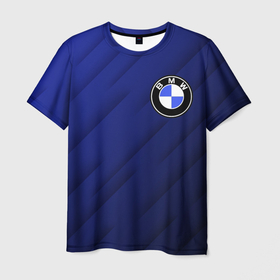 Мужская футболка 3D с принтом BMW градиент в Петрозаводске, 100% полиэфир | прямой крой, круглый вырез горловины, длина до линии бедер | 