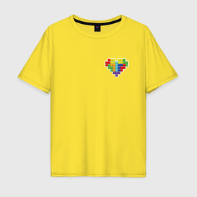 Мужская футболка хлопок Oversize с принтом Сердце из фигур тетрис в Курске, 100% хлопок | свободный крой, круглый ворот, “спинка” длиннее передней части | 