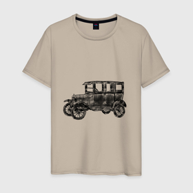 Мужская футболка хлопок с принтом Ford Model T в Кировске, 100% хлопок | прямой крой, круглый вырез горловины, длина до линии бедер, слегка спущенное плечо. | 