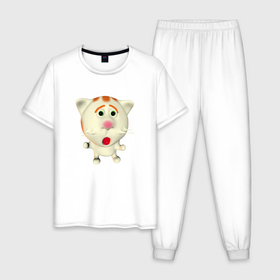 Мужская пижама хлопок с принтом котик Мармелад в Белгороде, 100% хлопок | брюки и футболка прямого кроя, без карманов, на брюках мягкая резинка на поясе и по низу штанин
 | 