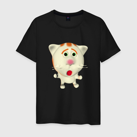 Мужская футболка хлопок с принтом котик Мармелад в Белгороде, 100% хлопок | прямой крой, круглый вырез горловины, длина до линии бедер, слегка спущенное плечо. | 