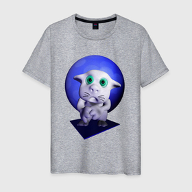 Мужская футболка хлопок с принтом котик и Луна в Курске, 100% хлопок | прямой крой, круглый вырез горловины, длина до линии бедер, слегка спущенное плечо. | 