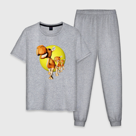 Мужская пижама хлопок с принтом караван в пустыне в Тюмени, 100% хлопок | брюки и футболка прямого кроя, без карманов, на брюках мягкая резинка на поясе и по низу штанин
 | 