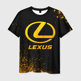 Мужская футболка 3D с принтом Lexus   gold gradient , 100% полиэфир | прямой крой, круглый вырез горловины, длина до линии бедер | Тематика изображения на принте: 