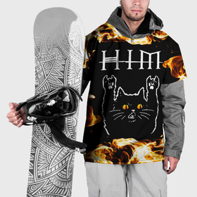 Накидка на куртку 3D с принтом HIM рок кот и огонь в Кировске, 100% полиэстер |  | Тематика изображения на принте: 
